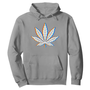 Cannabis Leaf Glitch Effect Graphic Hoodie Retro RGB Distortion Weed and Stoner Lifestyle
