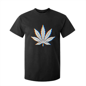 Cannabis Leaf Glitch Effect Graphic T Shirt For Kid Retro RGB Distortion Weed and Stoner Lifestyle TS02 Black Print Your Wear