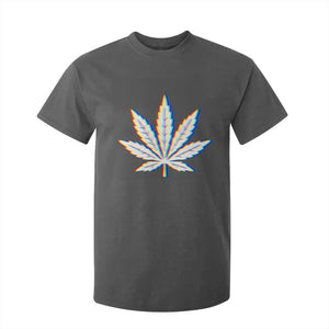 Cannabis Leaf Glitch Effect Graphic T Shirt For Kid Retro RGB Distortion Weed and Stoner Lifestyle TS02 Dark Heather Print Your Wear