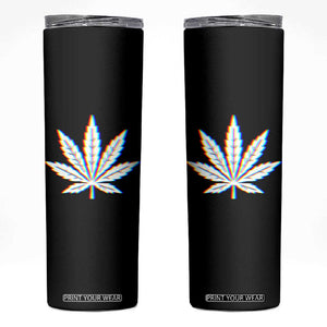 Cannabis Leaf Glitch Effect Graphic Skinny Tumbler Retro RGB Distortion Weed and Stoner Lifestyle TS02 Black Print Your Wear