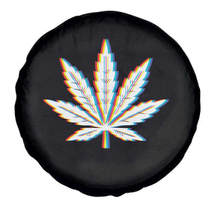 Cannabis Leaf Glitch Effect Graphic Spare Tire Cover Retro RGB Distortion Weed and Stoner Lifestyle TS02 Print Your Wear
