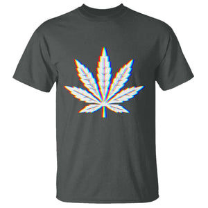 Cannabis Leaf Glitch Effect Graphic T Shirt Retro RGB Distortion Weed and Stoner Lifestyle TS02 Dark Heather Print Your Wear