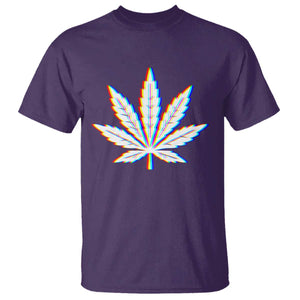 Cannabis Leaf Glitch Effect Graphic T Shirt Retro RGB Distortion Weed and Stoner Lifestyle TS02 Purple Print Your Wear