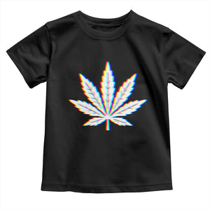 Cannabis Leaf Glitch Effect Graphic Toddler T Shirt Retro RGB Distortion Weed and Stoner Lifestyle TS02 Black Print Your Wear