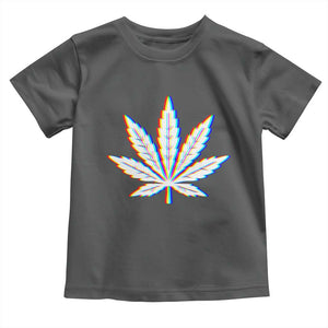 Cannabis Leaf Glitch Effect Graphic Toddler T Shirt Retro RGB Distortion Weed and Stoner Lifestyle TS02 Dark Heather Print Your Wear