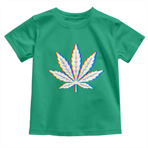 Cannabis Leaf Glitch Effect Graphic Toddler T Shirt Retro RGB Distortion Weed and Stoner Lifestyle TS02 Irish Green Print Your Wear