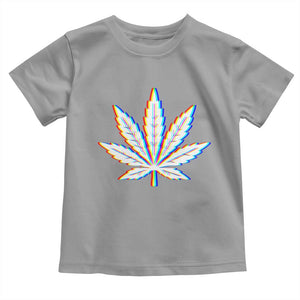 Cannabis Leaf Glitch Effect Graphic Toddler T Shirt Retro RGB Distortion Weed and Stoner Lifestyle TS02 Sport Gray Print Your Wear