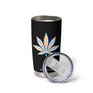 Cannabis Leaf Glitch Effect Graphic Tumbler Cup Retro RGB Distortion Weed and Stoner Lifestyle TS02 Print Your Wear