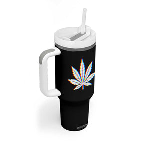 Cannabis Leaf Glitch Effect Graphic Tumbler With Handle Retro RGB Distortion Weed and Stoner Lifestyle TS02 Print Your Wear