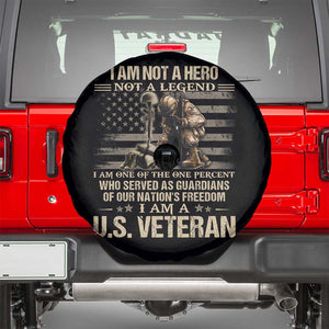 American Veteran Spare Tire Cover I Am Not A Hero Not A Legend US Flag Soldier Combat Boots And Dog Tags TS02 Black Print Your Wear