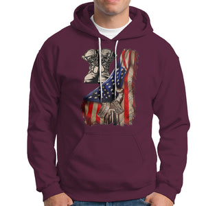 US Pride Hoodie American Flag With Combat Boots And Dog Tags TS02 Printyourwear