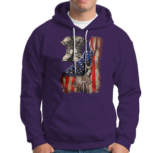 US Pride Hoodie American Flag With Combat Boots And Dog Tags TS02 Printyourwear