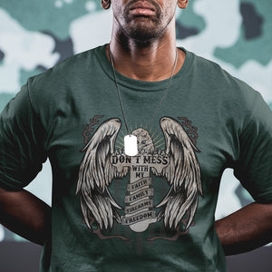 American Eagle T Shirt Don't Mess With My Faith Family Firearms Freedom Bald Eagle TS02 Printyourwear