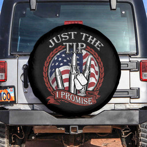 Funny Veteran Spare Tire Cover Just The Tip I Promise American Flag Bullets TS02 No hole Black Print Your Wear