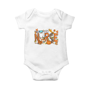 Thanksgiving Fall Nurse Baby Onesie One Thankful Nurse Life Autumn Pumpkin Season TS02 White Print Your Wear