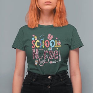 School Nurse T Shirt For Women Leopard Nursing School RN TS02 Dark Forest Green Printyourwear