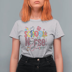 School Nurse T Shirt For Women Leopard Nursing School RN TS02 Ice Gray Printyourwear