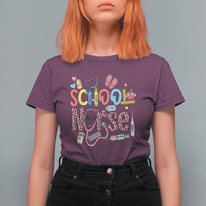 School Nurse T Shirt For Women Leopard Nursing School RN TS02 Maroon Printyourwear