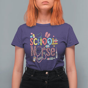 School Nurse T Shirt For Women Leopard Nursing School RN TS02 Purple Printyourwear