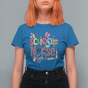 School Nurse T Shirt For Women Leopard Nursing School RN TS02 Royal Blue Printyourwear