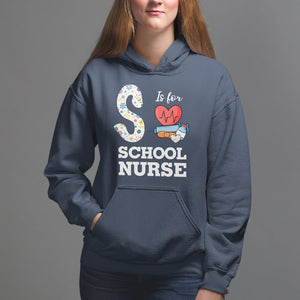 School Nurse Hoodie S Is For School Nursing RN Nurse Appreciation TS02 Navy Printyourwear