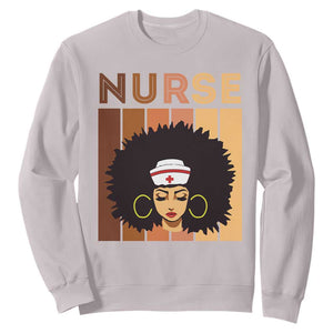 Black Nurse Sweatshirt Nurse Black Woman Magic Afro Melanin Queen Black History TS02 Ice Gray Printyourwear