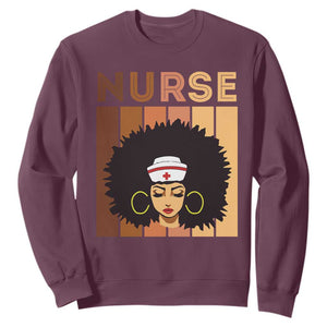 Black Nurse Sweatshirt Nurse Black Woman Magic Afro Melanin Queen Black History TS02 Maroon Printyourwear