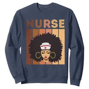 Black Nurse Sweatshirt Nurse Black Woman Magic Afro Melanin Queen Black History TS02 Navy Printyourwear