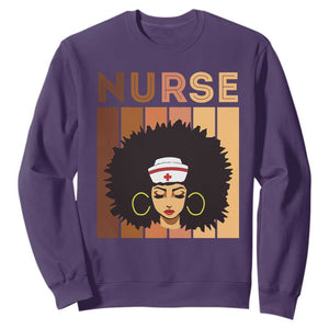 Black Nurse Sweatshirt Nurse Black Woman Magic Afro Melanin Queen Black History TS02 Purple Printyourwear