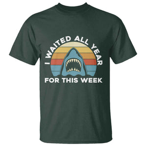 Funny Shark Lover Week Retro T Shirt I Waited All Year For This Week Ocean Wildlife TS02 Dark Forest Green Print Your Wear