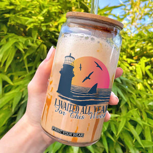 Funny Shark Lover Week Glass Can I Waited All Year For This Week TS02 White Print Your Wear