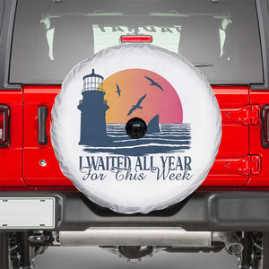 Funny Shark Lover Week Spare Tire Cover I Waited All Year For This Week TS02 White Print Your Wear