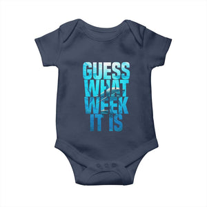 Funny Shark Lover Week Baby Onesie Guess What Week It Is Blue Ocean TS02 Navy Print Your Wear