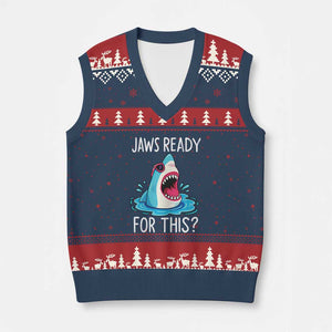 Funny Shark Lover V-Neck Knit Sweater Vest Are Jaw Ready For This Ocean Wildlife TS02 Navy Red Print Your Wear
