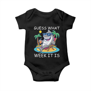 Funny Shark Lover Week Baby Onesie Week Guess What Week It Is Summer Beach TS02 Black Print Your Wear