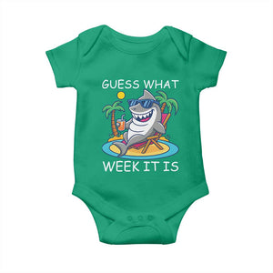 Funny Shark Lover Week Baby Onesie Week Guess What Week It Is Summer Beach TS02 Irish Green Print Your Wear