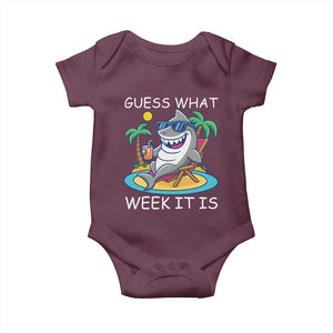 Funny Shark Lover Week Baby Onesie Week Guess What Week It Is Summer Beach TS02 Maroon Print Your Wear