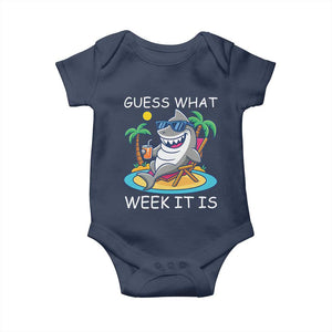 Funny Shark Lover Week Baby Onesie Week Guess What Week It Is Summer Beach TS02 Navy Print Your Wear
