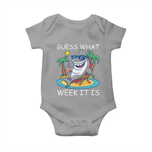 Funny Shark Lover Week Baby Onesie Week Guess What Week It Is Summer Beach TS02 Sport Gray Print Your Wear