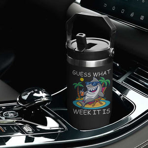 Funny Shark Lover Week Flip Straw Tumbler Week Guess What Week It Is Summer Beach TS02 Print Your Wear