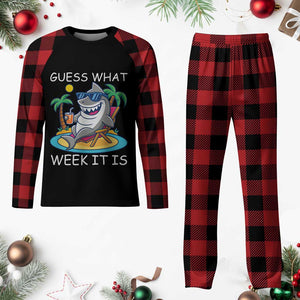 Funny Shark Lover Week Plaid Pajama Set Week Guess What Week It Is Summer Beach TS02 Buffalo Plaid Print Your Wear