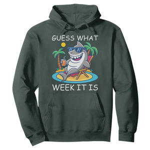 Funny Shark Lover Week Hoodie Week Guess What Week It Is Summer Beach TS02 Dark Forest Green Print Your Wear