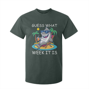 Funny Shark Lover Week T Shirt For Kid Week Guess What Week It Is Summer Beach TS02 Dark Forest Green Print Your Wear