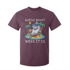 Funny Shark Lover Week T Shirt For Kid Week Guess What Week It Is Summer Beach TS02 Maroon Print Your Wear