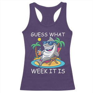 Funny Shark Lover Week Racerback Tank Top Week Guess What Week It Is Summer Beach TS02 Purple Print Your Wear