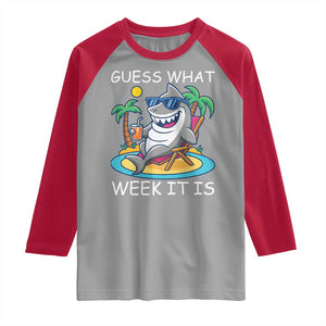 Funny Shark Lover Week Raglan Shirt Week Guess What Week It Is Summer Beach TS02 Sport Gray Red Print Your Wear