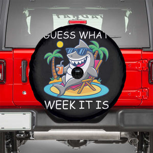 Funny Shark Lover Week Spare Tire Cover Week Guess What Week It Is Summer Beach TS02 Black Print Your Wear
