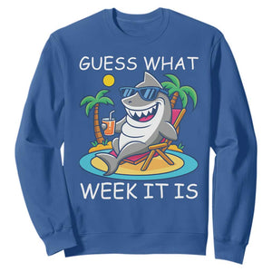 Funny Shark Lover Week Sweatshirt Week Guess What Week It Is Summer Beach TS02 Royal Blue Print Your Wear
