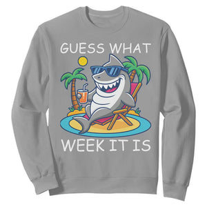 Funny Shark Lover Week Sweatshirt Week Guess What Week It Is Summer Beach TS02 Sport Gray Print Your Wear