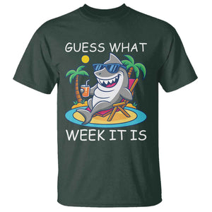 Funny Shark Lover Week T Shirt Week Guess What Week It Is Summer Beach TS02 Dark Forest Green Print Your Wear